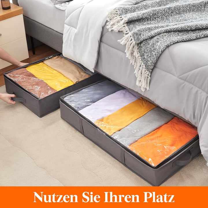 Lifewit 6 Stück Unterbett Aufbewahrungsbox mit Deckel, Unterbettkommode Faltbare Unterbett Aufbewahr