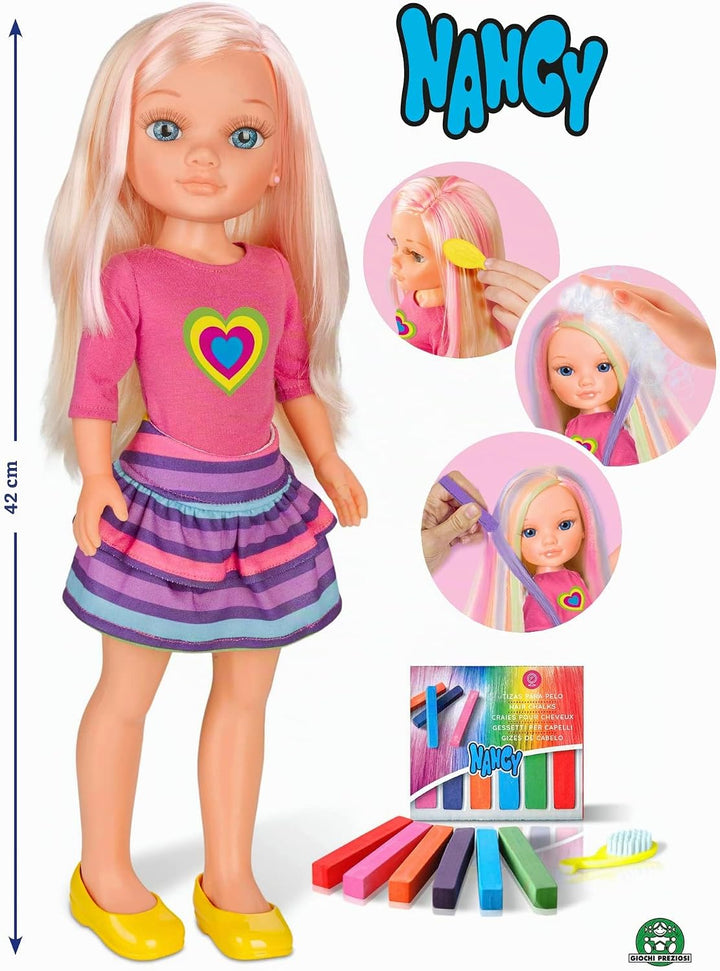Nancy- Eines Tages Highlights machen, Puppe mit farbiger Kreide, um Haare zu malen und originelle Fr