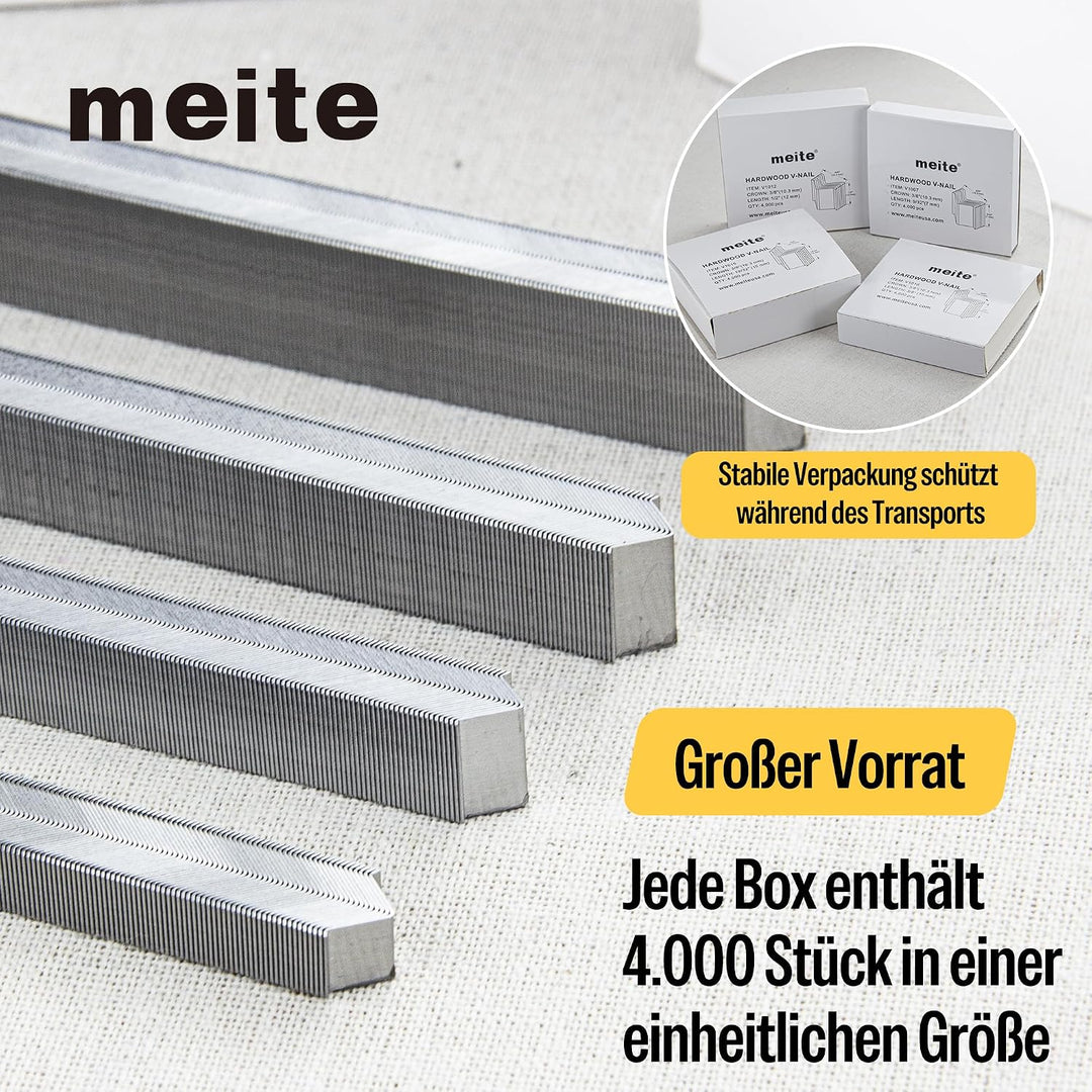 meite V-Nägel Typ 10,3 mm für Hartholz, 7 mm Länge V-Nägel für Bilderrahmen-Verbinder V1015B, Druckl