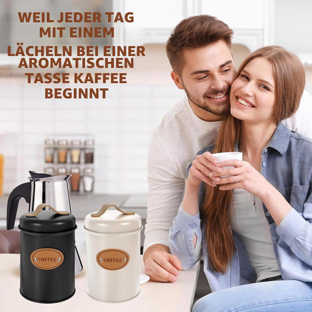 Kaffeedose 2er Set, 1200ml Luftdichte Kaffeebehälter, Kaffeebohnen Aufbewahrung und Kaffeepads Aufbe