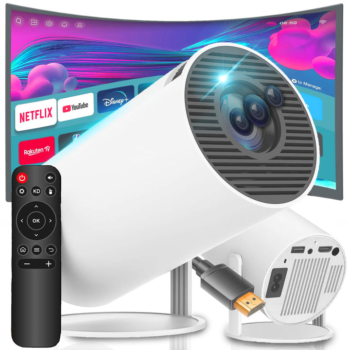 Retoo Beamer Mini Projektor 4K mit Android, Tragbarer Videoprojektor, Auto-matische WiFi Kontrast 15
