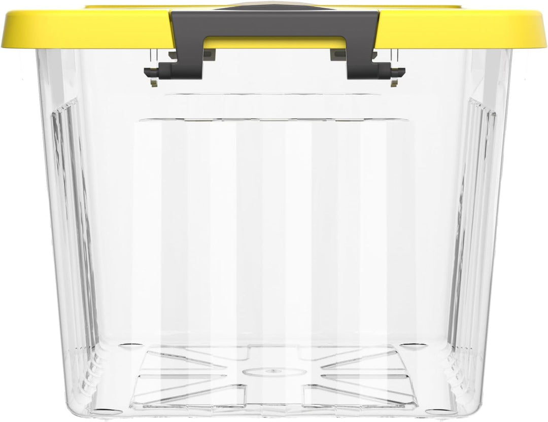 Cetomo 15L*3 Kunststoff-Aufbewahrungsbox Transparent mit langlebigen gelben Deckel und Sicherheitsve