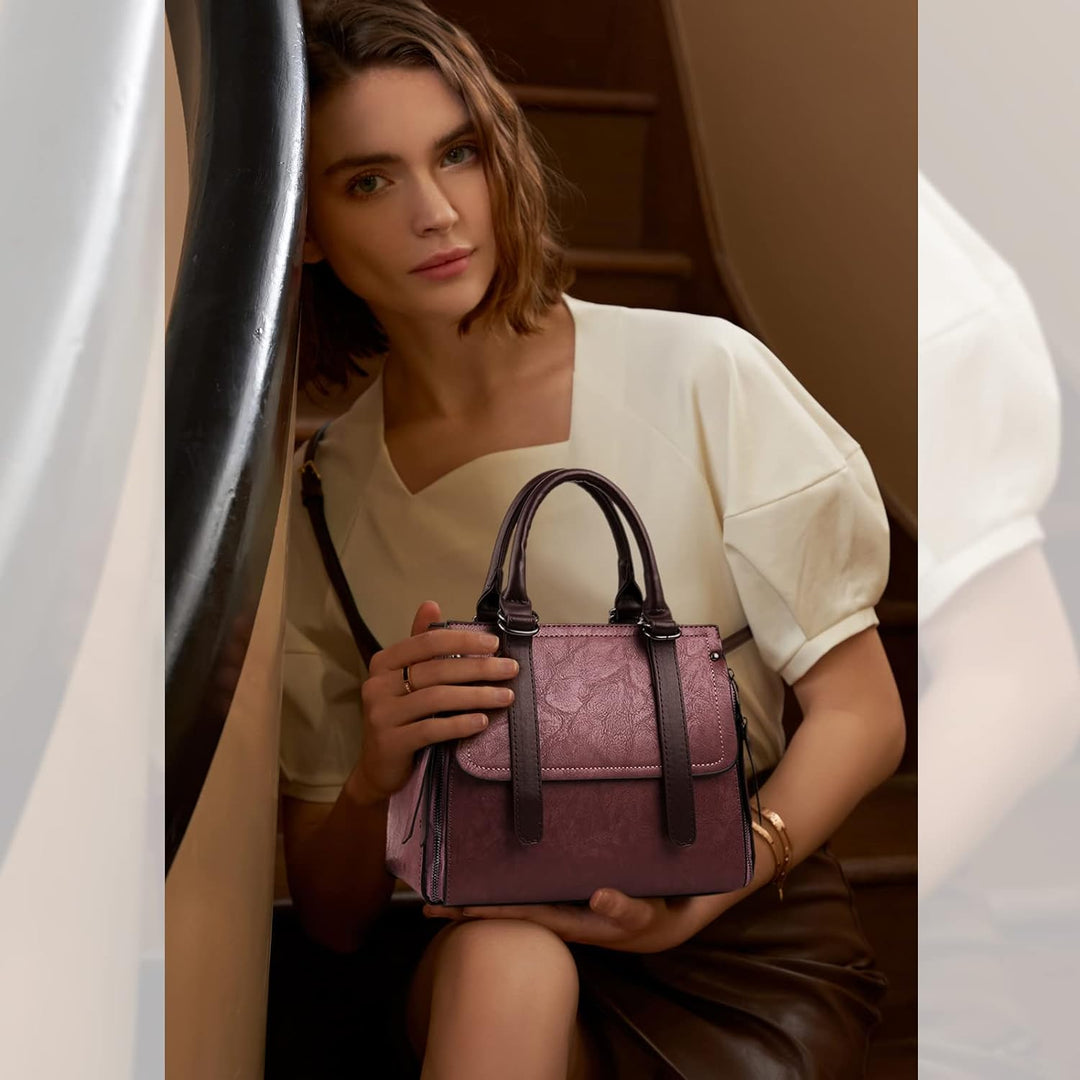 NICOLE &amp; DORIS Damen Handtasche Retro Schultertasche Henkeltasche Gross Leder Frauen Umhängetasche M