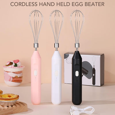 Elektrischer Schneebesen, Kabelloser Handmixer 3 Geschwindigkeiten Zum Backen zu Hause (Schwarz)