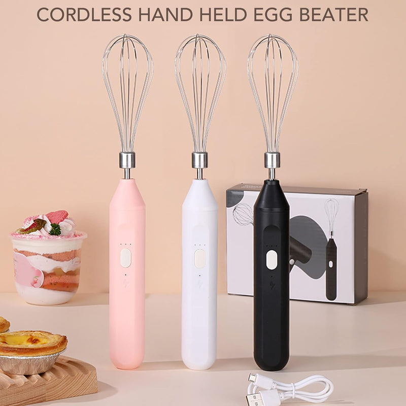Elektrischer Schneebesen, Kabelloser Handmixer 3 Geschwindigkeiten Zum Backen zu Hause (Schwarz)