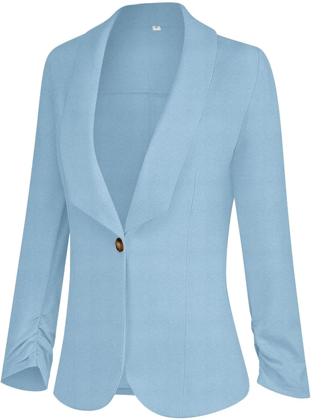 PrinStory Blazer Für Damen 3/4 Geraffte Ärmel Blazer Geschäft Büro Blazer Anzug Sportlich Jack Trenc