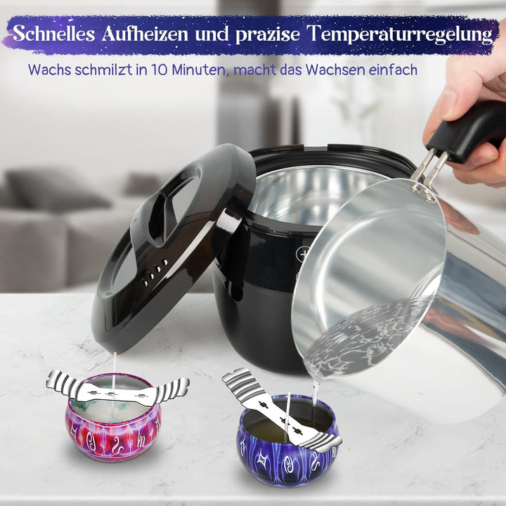 Zilchx Kerzen Selber Machen Set, mit 1L Elektrischer Wachsschmelzer, Kerzenherstellung Zubehör - 480