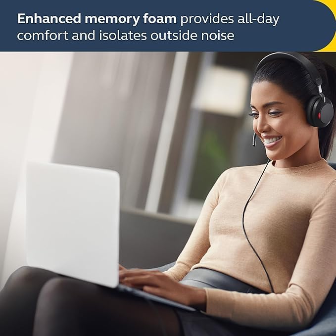 Jabra Evolve2 40 SE - Kabelgebundenes Stereo-Headset mit Geräuschunterdrückung und 3-Mikrofon-Techno