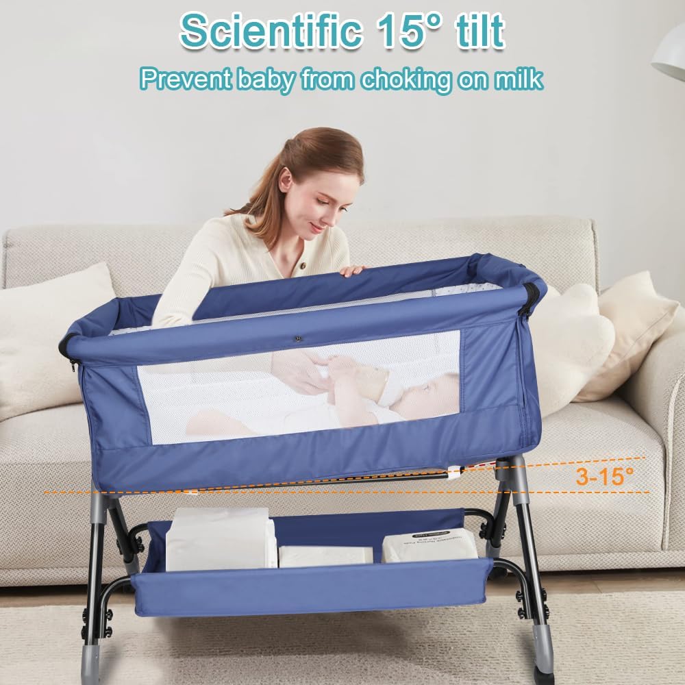 Kedia Babywiege mit Moskitonetz, Babybett & Reisebett mit Rollen, Babybett für Wiegen, höhenverstell