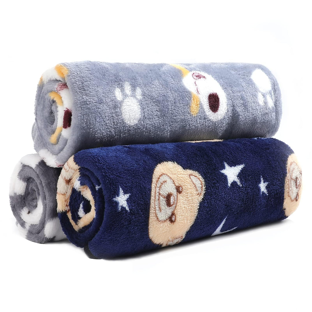 COMSLE Hundedecke Katzendecken Waschbar und Flauschig, 3 Pack Weiche Warme Fleece Haustier Decken fü