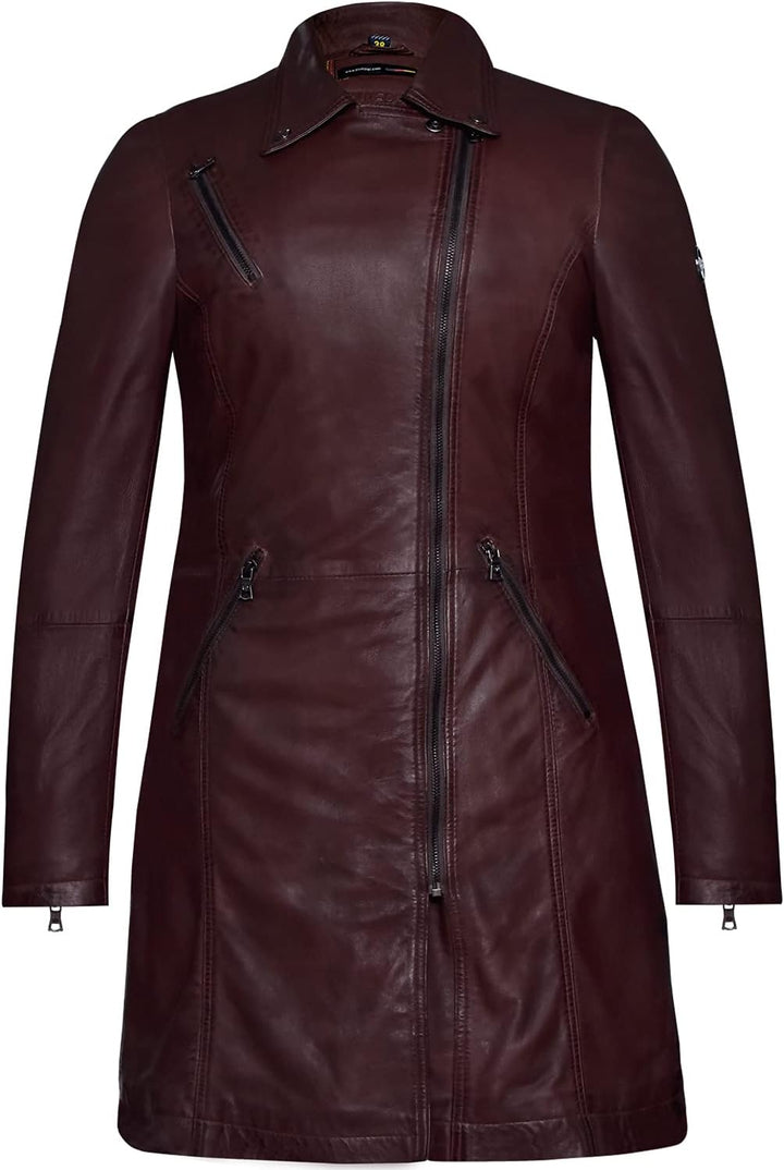 Bluepiel Damen Ledermantel Vera - Echtleder Kurzmantel Übergans Ledermantel aus feinstem Lammnappa L