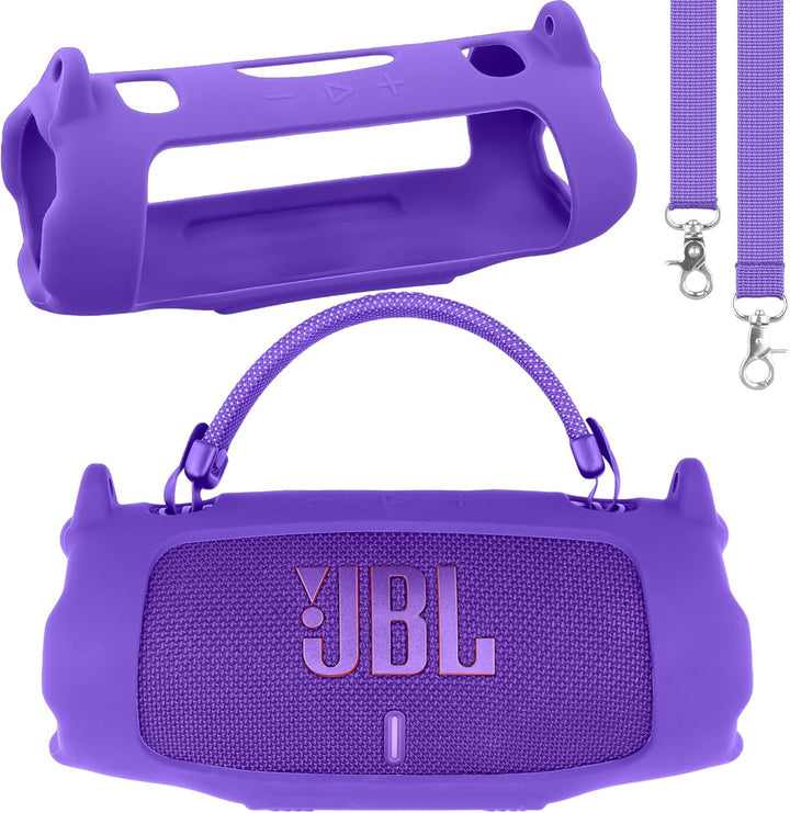 Khanka für JBL Charge 6 Silikon-Schutzhülle mit abnehmbarem Schultergurt & Utility-Haken, Flexible w