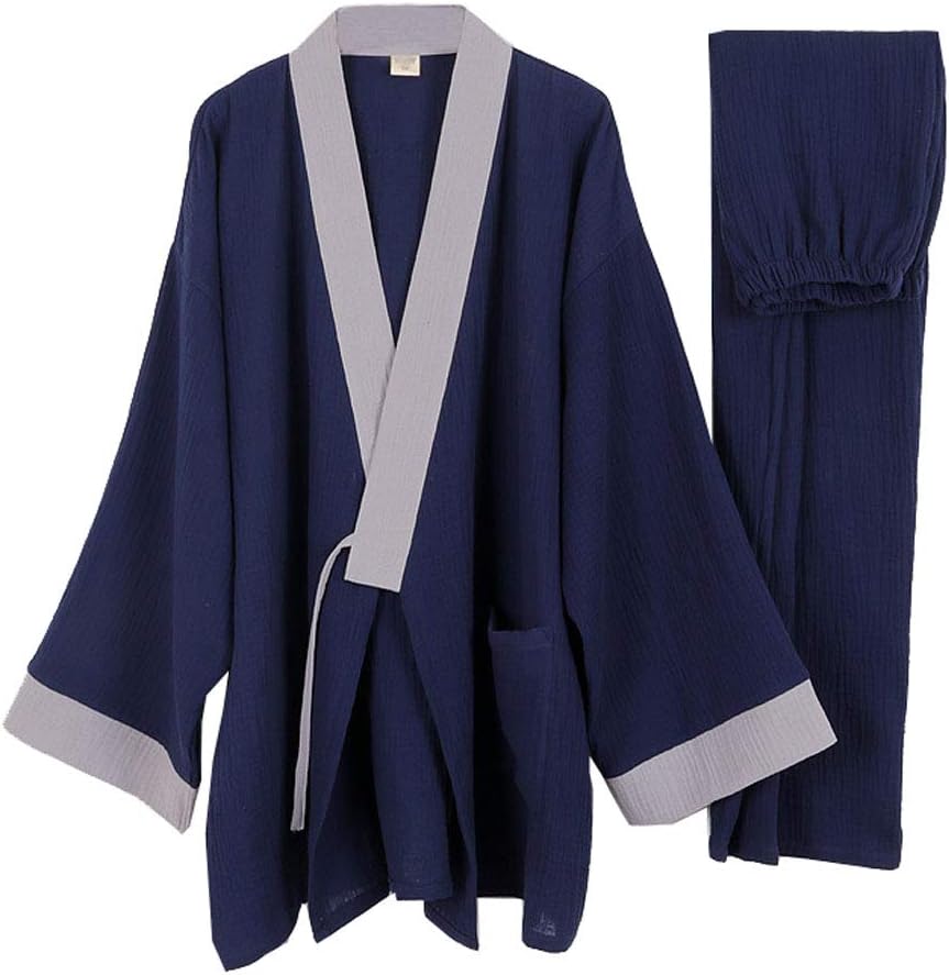 un-brand Japanischer Kimono-Baumwoll-Hanfu-Pyjama-Anzug für Herren in Übergrösse Taoistische Kleidun