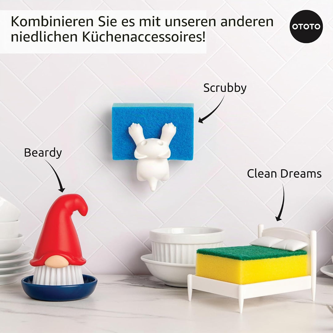 OTOTO Bartiger Zwerg Geschirrbürste – Geschirrscheuerbürste, Zwerge, witzige Geschenke, Geschirrbürs
