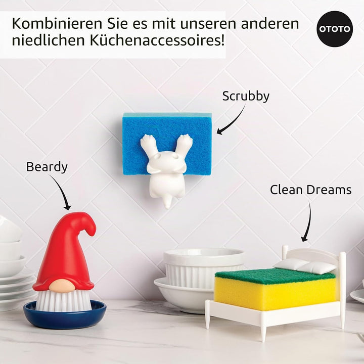 OTOTO Bartiger Zwerg Geschirrbürste – Geschirrscheuerbürste, Zwerge, witzige Geschenke, Geschirrbürs