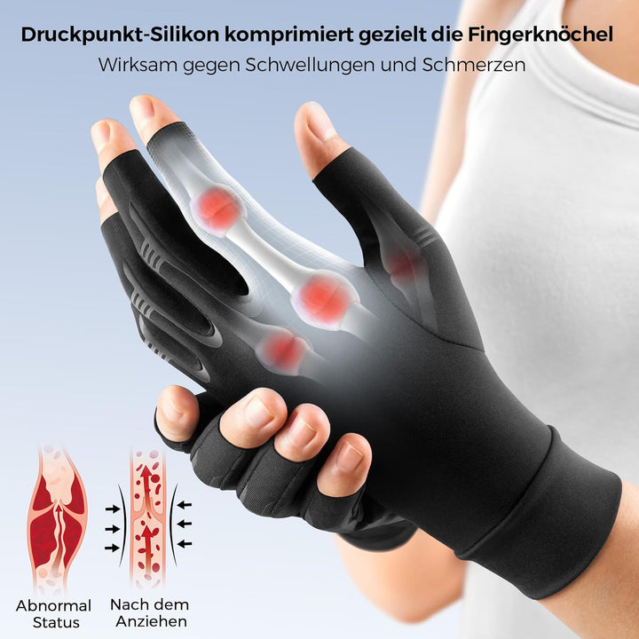 FREETOO Arthrose Handschuhe Damen Herren, Fingerlose Kompressionshandschuhe | Warme Kompression Ruts