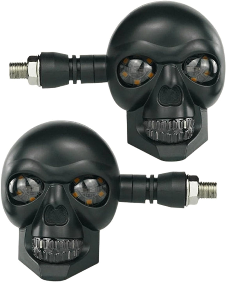 Feurige Totenkopflampe - Universal 12V Blinklicht Paar wasserdicht mit Glow Fackeln Set mit Glanz Mo