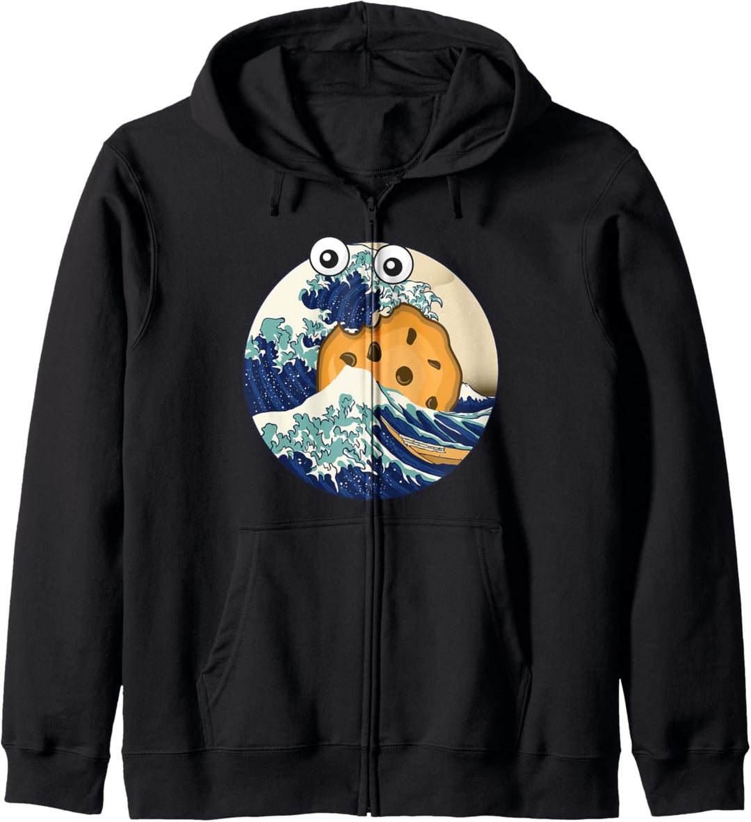 Lustige Kanagawa grosse Welle Monster eating cookie parody Kapuzenjacke