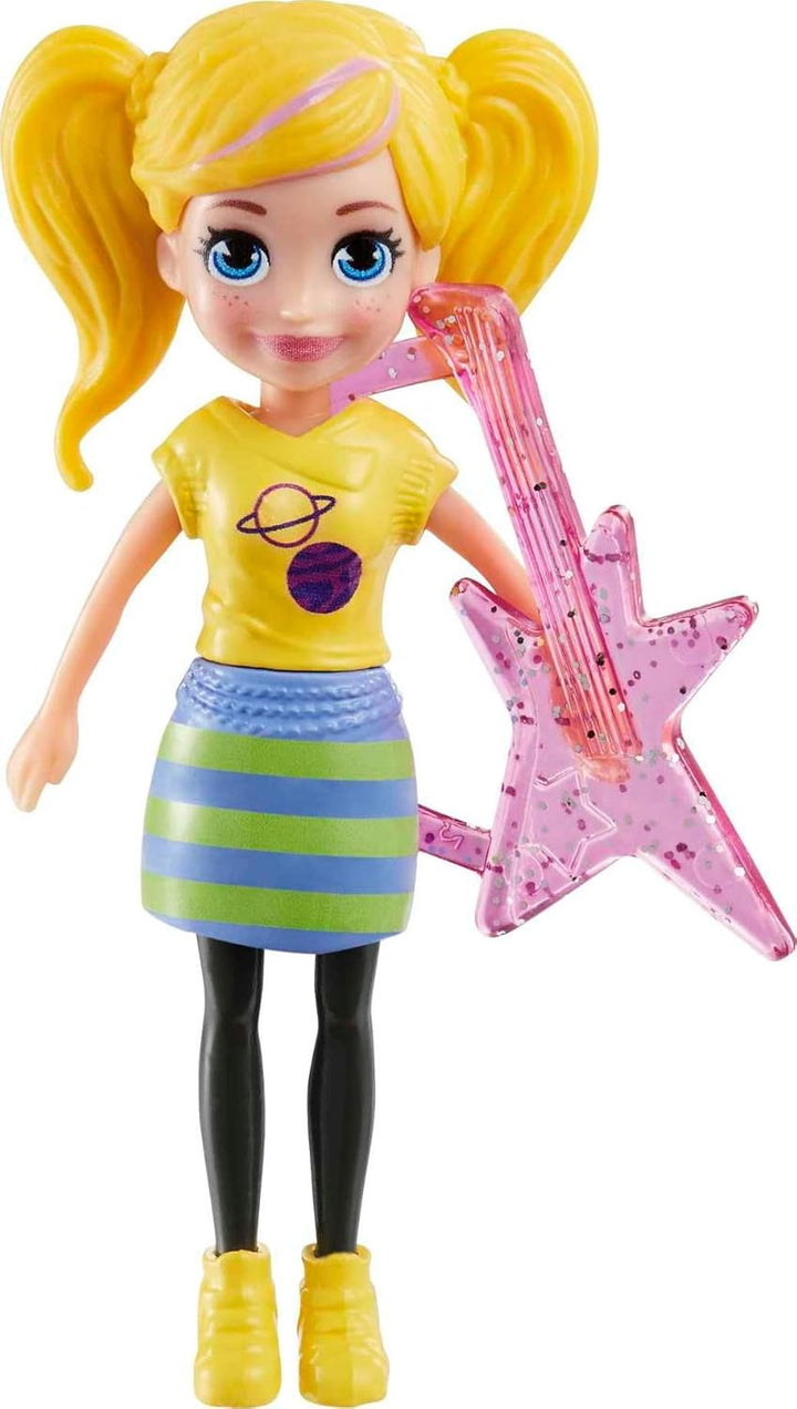 Polly Pocket Reisespielzeug mit zwei 7,5 cm Puppen und 25 Accessoires, Modepaket für den Aussenberei