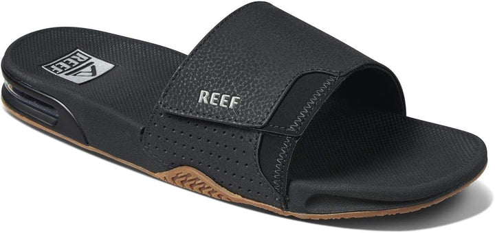 Reef Herren Fanning Slide Flipflop 37.5 EU Black Silver, 39 EU