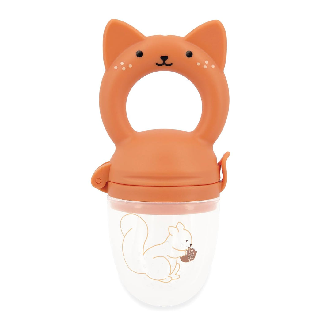 Kaloo – Set mit Lätzchen und Nager-Beissring Eichhörnchen – Babyzubehör für die Beikost – Weiches Si
