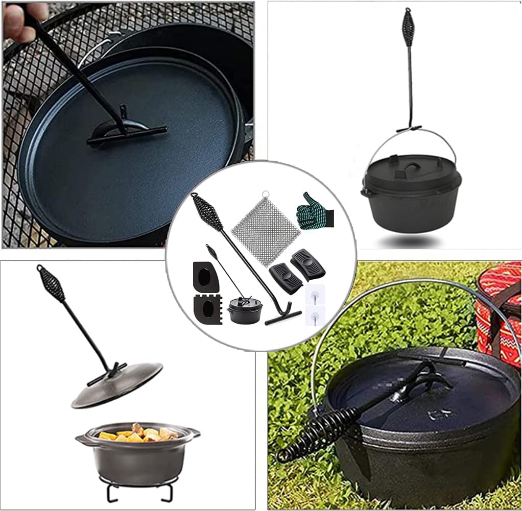 TOTONY Deckelheber Dutch Oven, 42CM Feuertopf Deckelheber, Haken Dutch Oven, Ringreiniger Dutch Oven