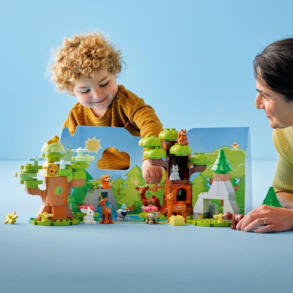 LEGO 10979 DUPLO Wilde Tiere Europas, Entwicklungsspielzeug für 2-Jährige, Hirsch, Bär, Fuchs und Ei