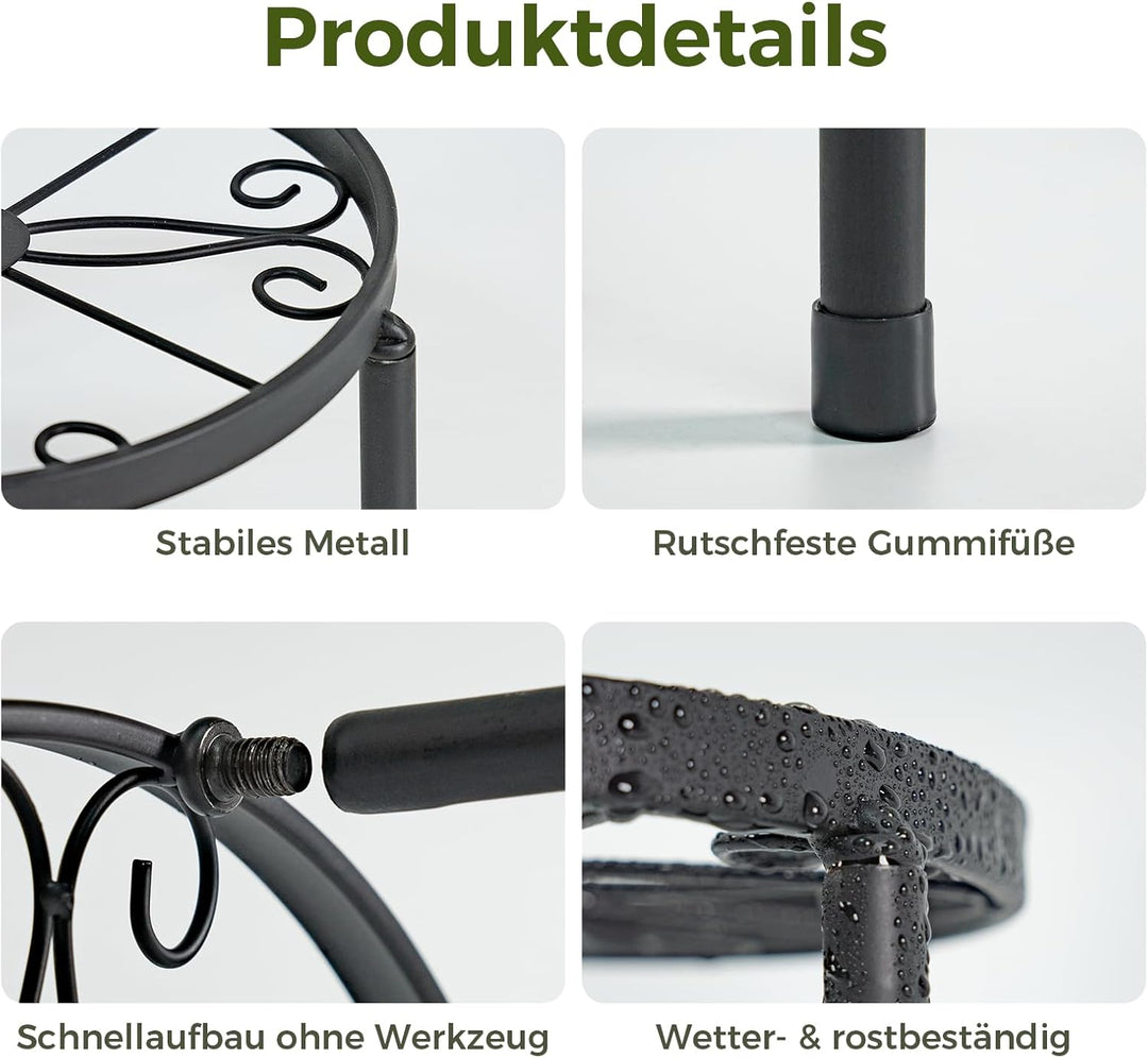 Bamworld 5 Set Blumenständer Metall Schwarz Pflanzenregal Indoor Blumenregal Kleines Metall Blumenst