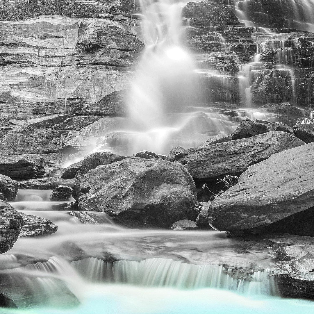 Runa Art Wandbilder Wasserfall 5 Teilig Bild auf Vlies Leinwand Deko Wohnzimmer Schlafzimmer Panoram