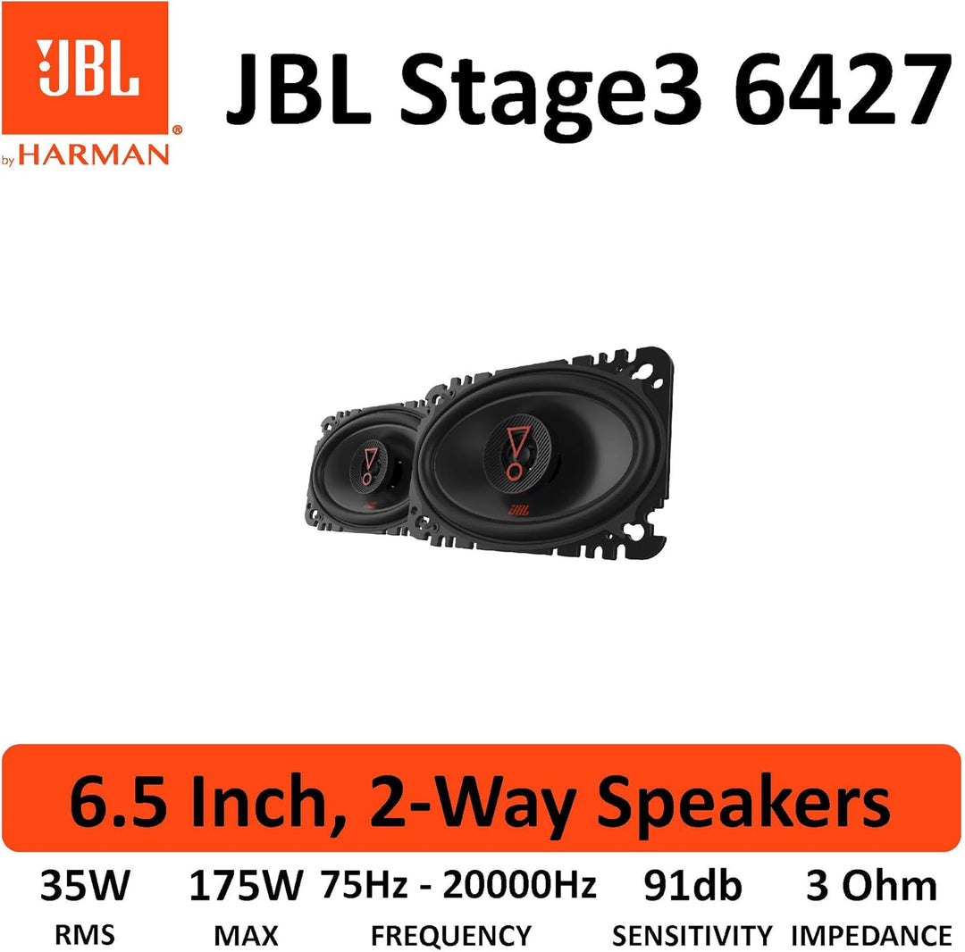 JBL Stage3 6427 2-Wege Auto Lautsprecher Set von Harman Kardon - 175 Watt ovale KFZ Autolautsprecher