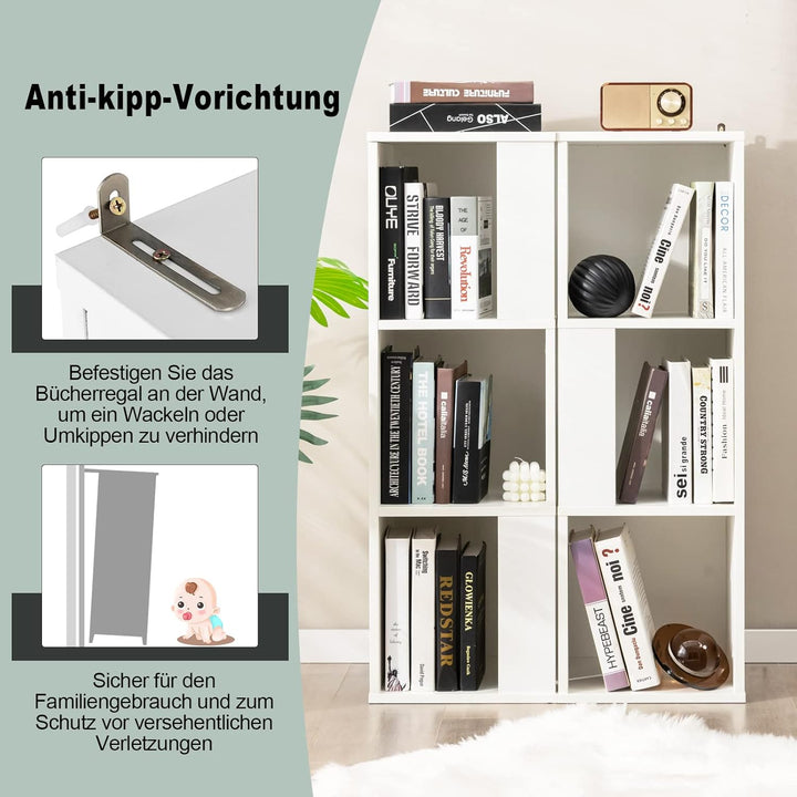 COSTWAY 2er Set Bücherregal aus Holz, Standregal mit 3 Ebenen, Büroregal, Aufbewahrungsregal, Aktenr