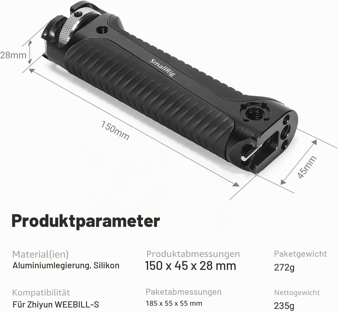 SMALLRIG Griff Handgriff NUR für Zhiyun-Tech WEEBILL-S Gimbal mit Kaltschuhhalterung Eingebauter Sch