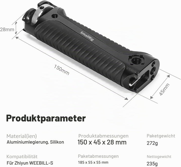SMALLRIG Griff Handgriff NUR für Zhiyun-Tech WEEBILL-S Gimbal mit Kaltschuhhalterung Eingebauter Sch