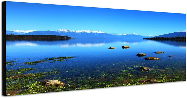 Paul Sinus Art Panoramabild auf Leinwand und Keilrahmen 150x50cm Neuseeland Berge See Spiegelung
