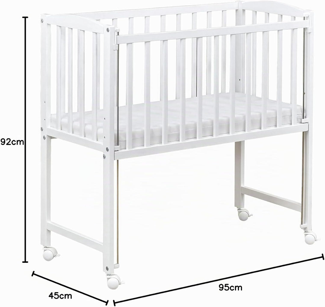 Generisch Baby Delux Beistellbett Babybett Stubenwagen weiss 90x40 mobil mit Rädern inkl. Matratze u