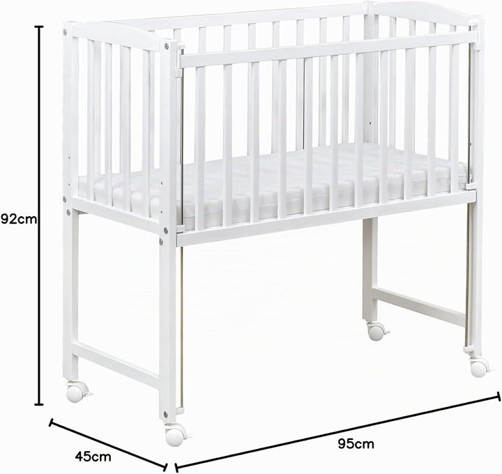 Generisch Baby Delux Beistellbett Babybett Stubenwagen weiss 90x40 mobil mit Rädern inkl. Matratze u
