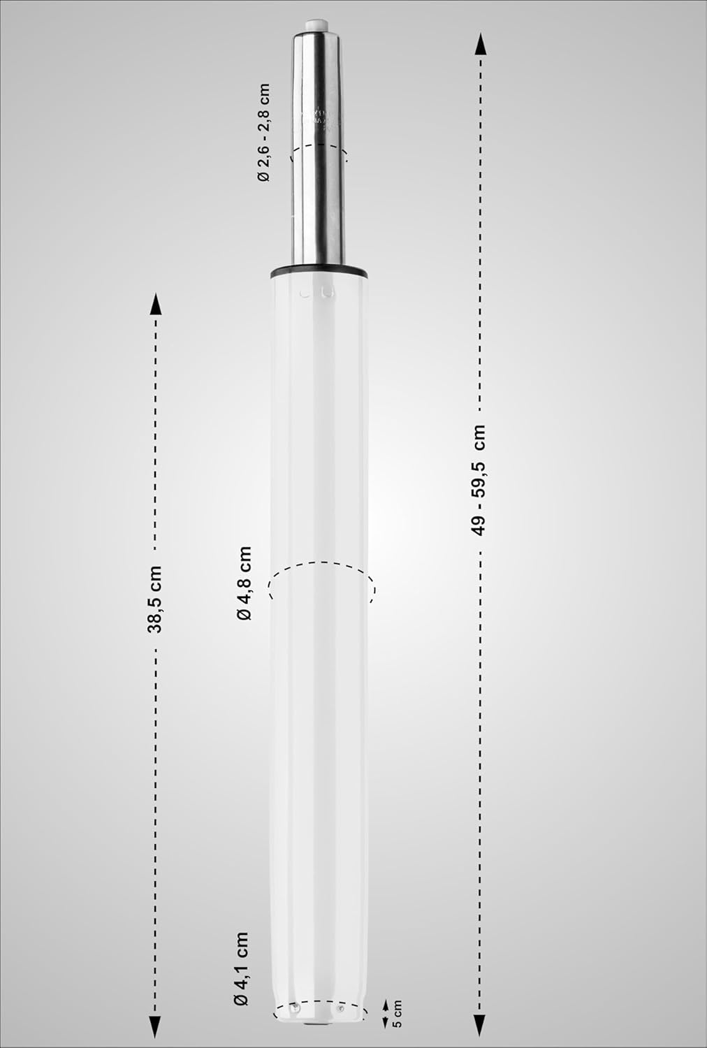 CLP Gaslift für Barhocker | Gasdruckfeder | Ersatz - Gasdruckdämpfer, Farbe:weiss, Weiss