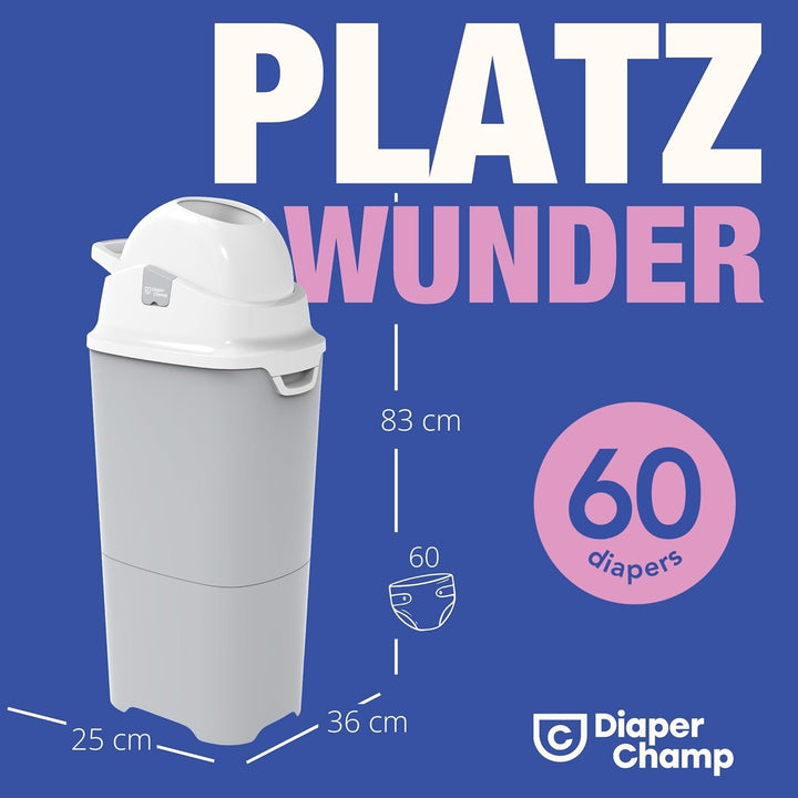 DIAPER CHAMP ONE MAXI Windeleimer - geruchsdicht - OHNE Nachfüllkassetten - funktioniert mit normale