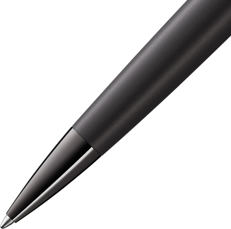 LAMY studio Premium Kugelschreiber 266 aus Edelstahl in schwarzem Lack-Finish, propellerförmige Clip