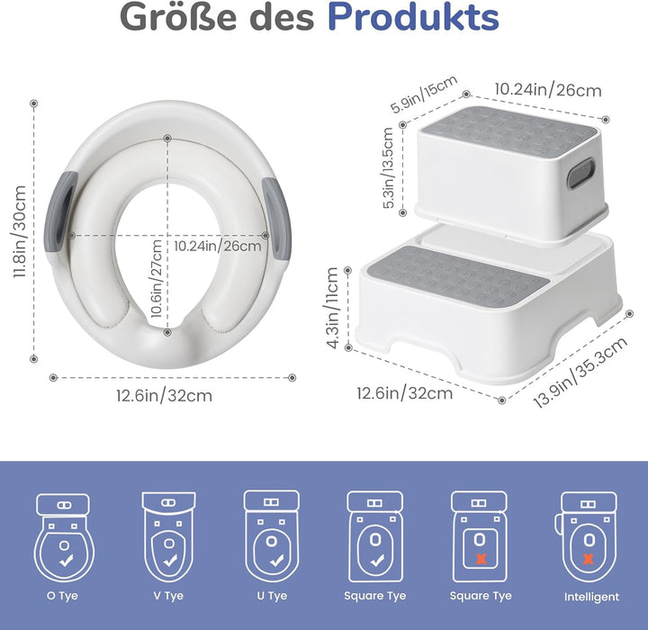 DEANIC Toilettensitz Kinder mit Tritthocker Kinder, Toilettensitz Kinder mit Treppe, WC Sitz Kinder