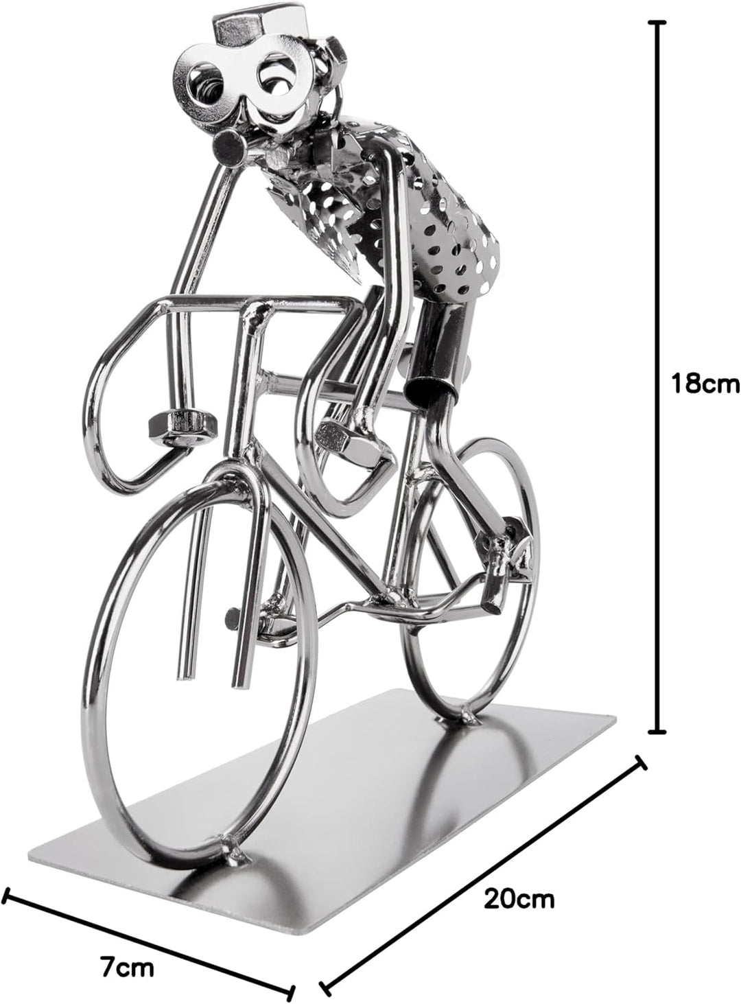 BRUBAKER Schraubenmännchen Fahrradfahrer - Fahrrad Eisenfigur Metallmännchen - Handarbeit Metallfigu