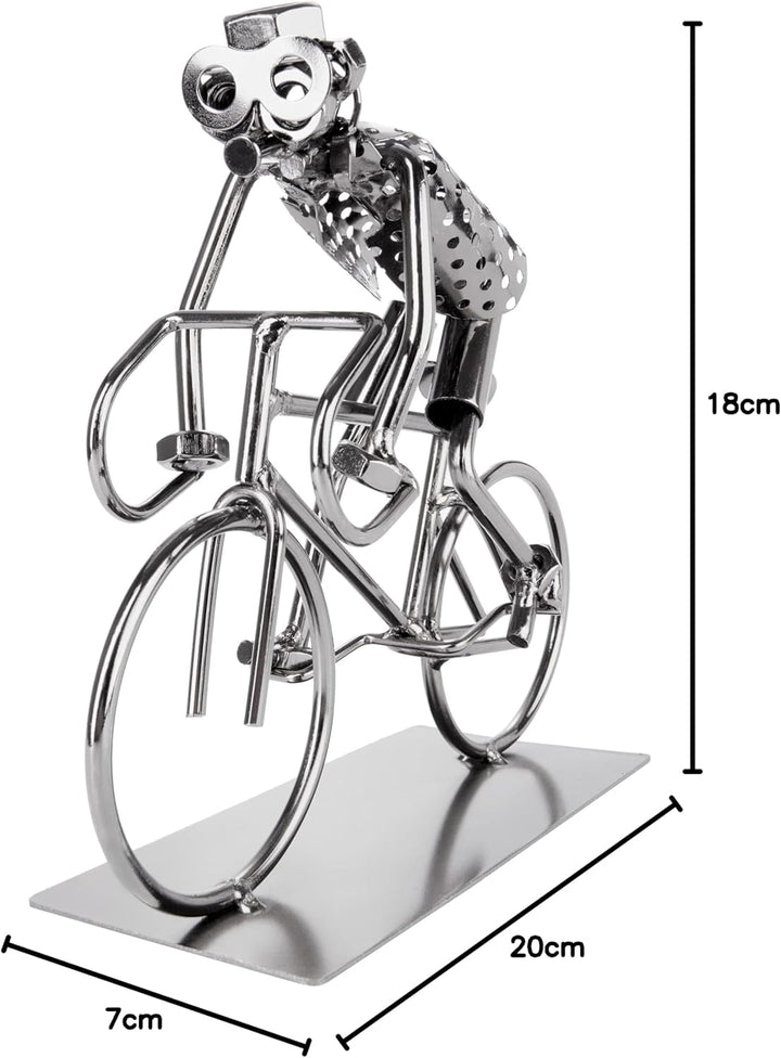 BRUBAKER Schraubenmännchen Fahrradfahrer - Fahrrad Eisenfigur Metallmännchen - Handarbeit Metallfigu