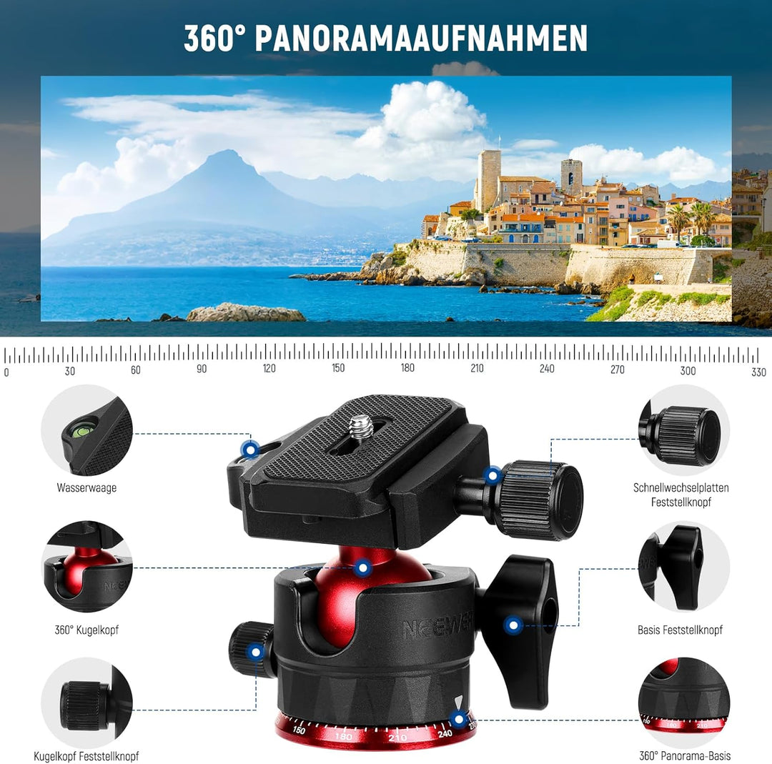 NEEWER Basics Carbonfaser Reisestativ Einbeinstativ, 64" kompaktes leichtes tragbares Handy Kamera S