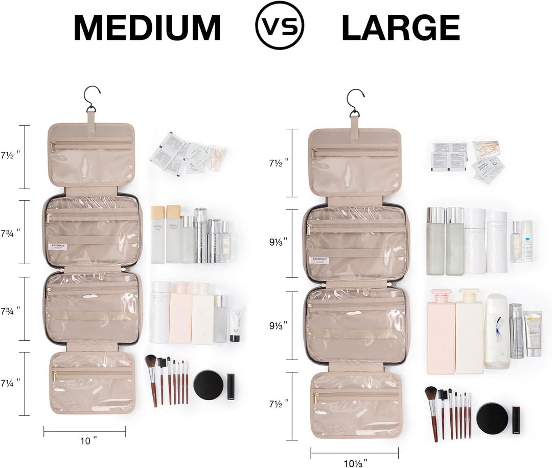 BAGSMART Kulturbeutel Reisetasche mit Haken zum Aufhängen, Wasserabweisende Make-up-Kosmetiktasche R