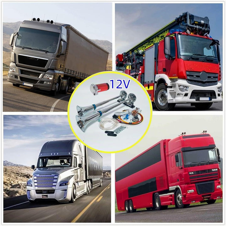 YIYIDA Autohupe LKW Hupe Air Horn 175db Lautsprecher Schiffshupe Zink Chrom Silber Elektrische Hupe