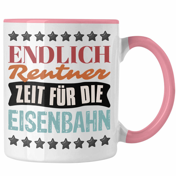 Trendation - Eisenbahner Tasse Geschenk für Modelleisenbahn-Fans Geschenkidee Endlich Rente Zeit für
