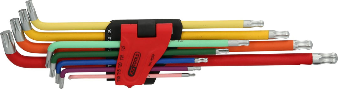 Kugelkopf-Torx-Winkelstiftschlüssel-Satz, Extra lang und 108° abgewinkelt, 9-tlg