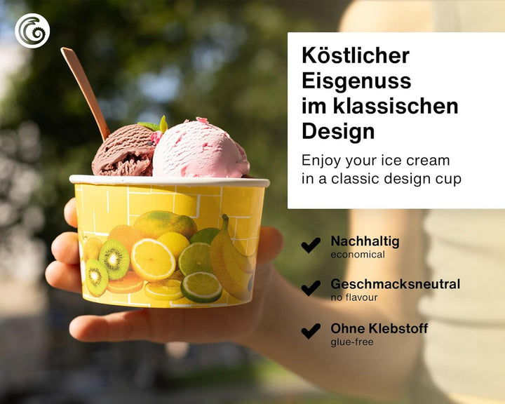 Octopus 600x Eisbecher, EIS- Pappbecher, Früchtebecher mit 260 ml Füllvolumen Gelb - 260ml 600 Stück