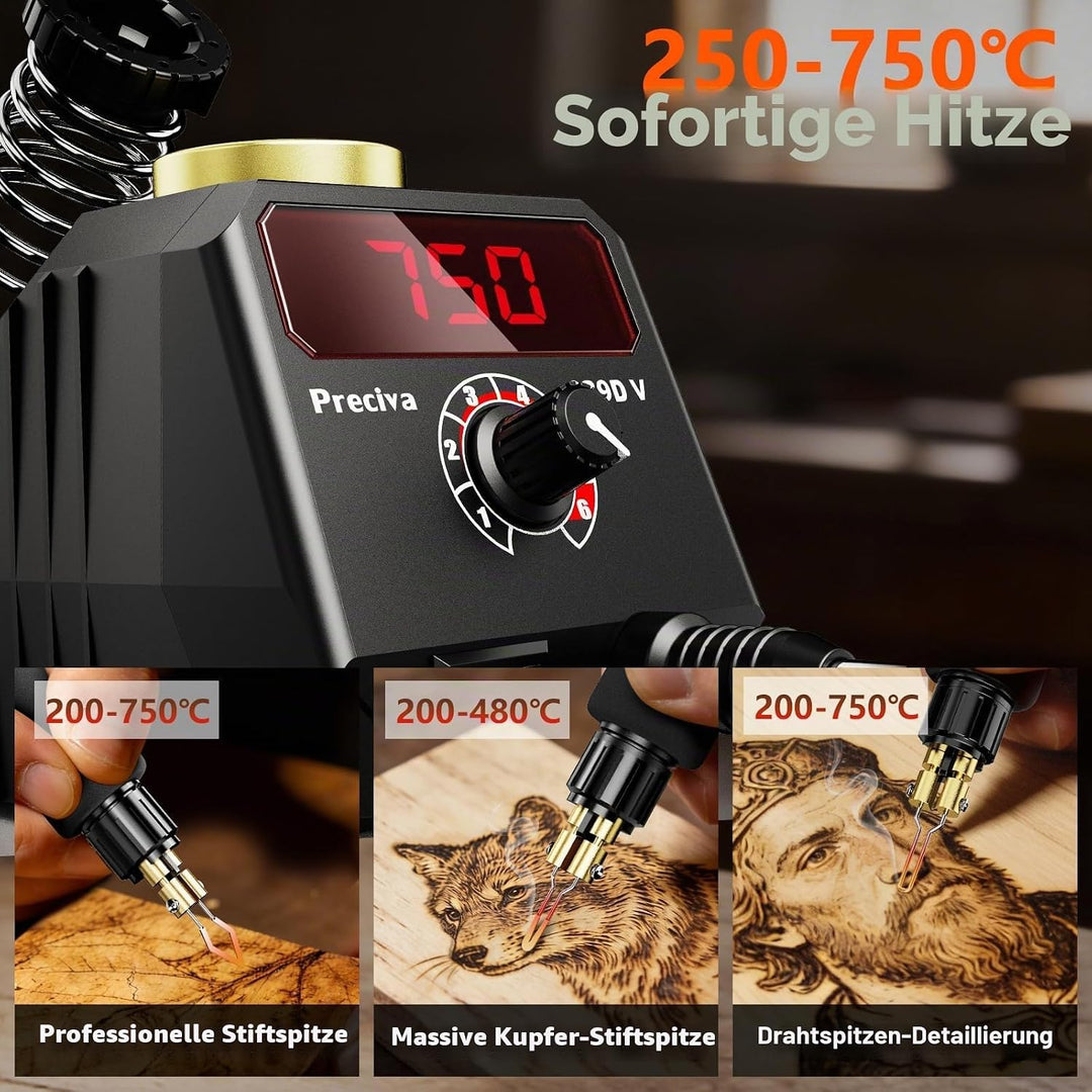 Preciva 939D-VI Brandmalstift, Handwerksset zum Holzschnitzen mit einstellbarer Temperatur, Holzschn