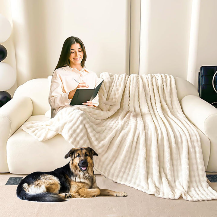 Bubble Decke - Weiss Kuscheldecke Kaninchen Flauschig,Dicke Und Warme Sofadecke Für Den Winter, Kuns